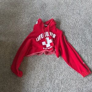 Red Lifeguard Cropped Sweatshirt